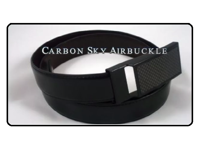 Carbon fiber belt buckle and innovative metal-free men's accessories.