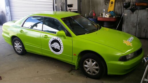 Jane and Karl aka Janet and Randy tackle Perth to Darwin in a week in their green Magna Subanski. Look out.