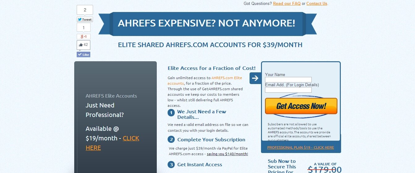 GetAHREFS - Discount AHREFS Provider through Account Share