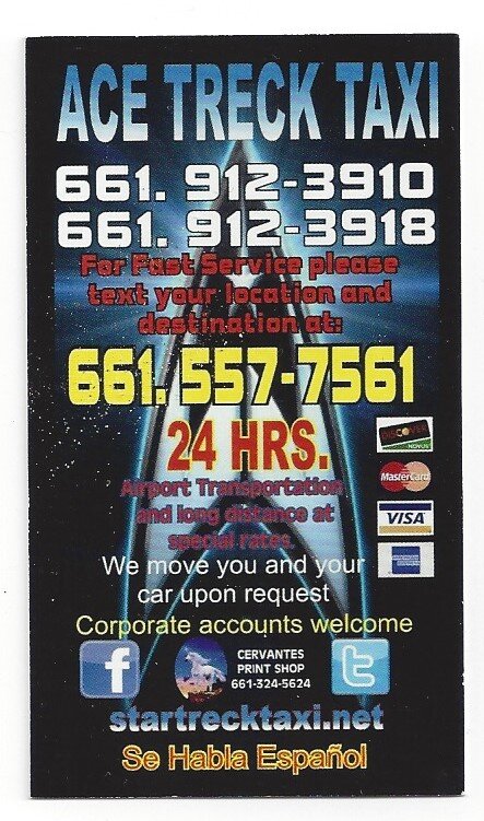 AceTreckTaxiCo's profile picture. Ace Treck Taxi Company of Bakersfield is your prime choice for fast and reliable transportation services. We offer local and long distance travel. Open 24 hours