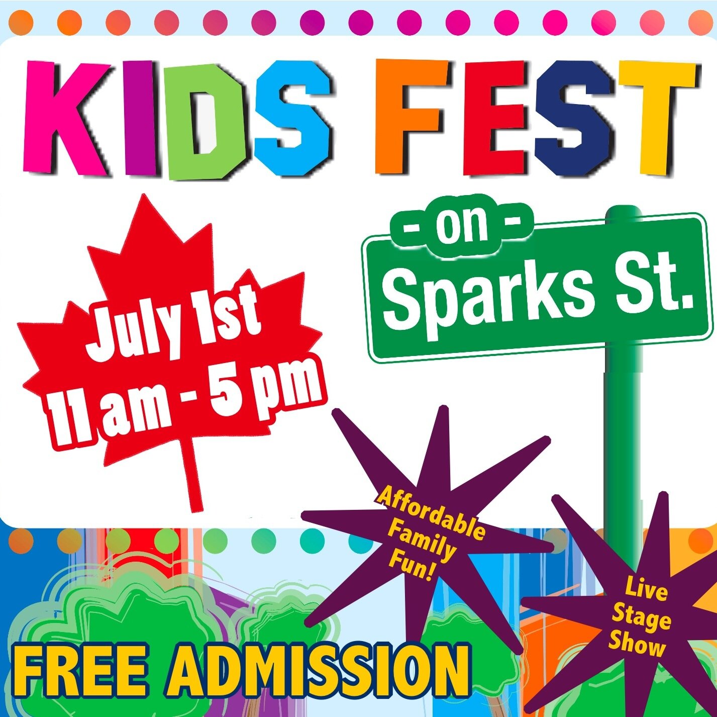Kidsfests is back on Sparks St. this summer both Canada Day and the wknd of Buskers Aug 2-3. Come check out our Kids Zone between Lyon and Kent