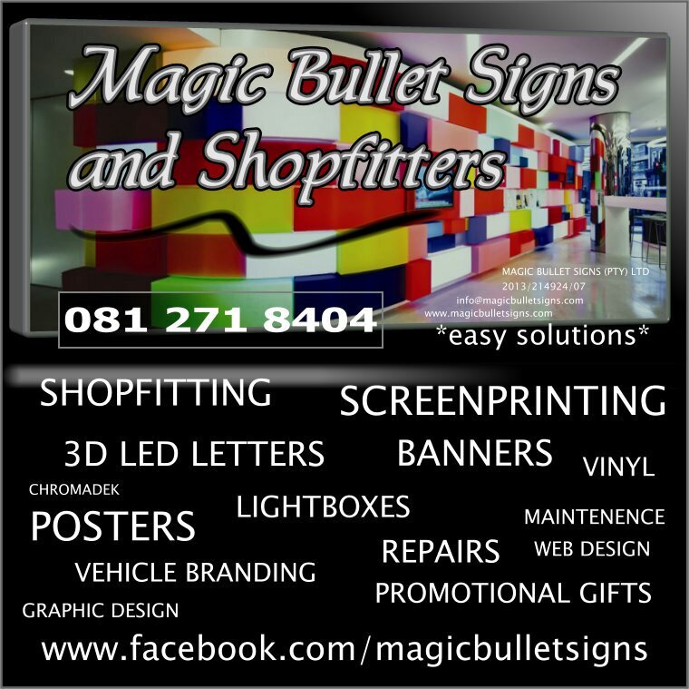 magicbulletsign's profile picture. SHOPFITTING - 3D LED Signs - Vehicle Branding - Road Signs - Information Signs - Posters - Banners - Promotional Gifts - Tshirts