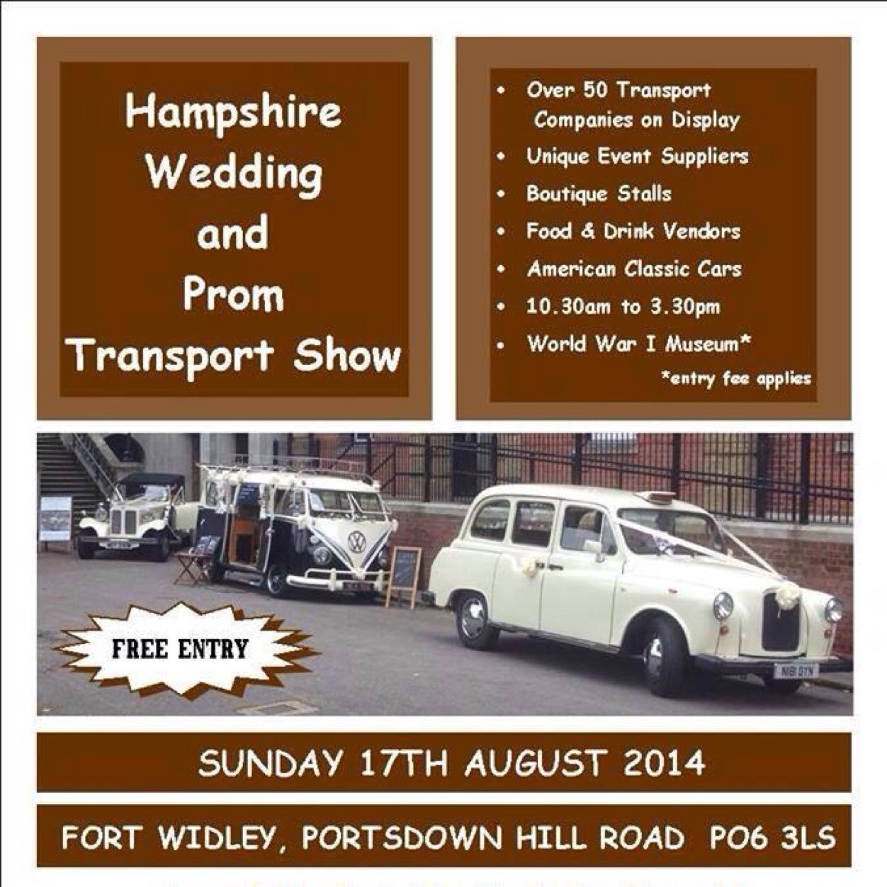 hantstransport's profile picture. The Hampshire Wedding and Prom transport show will showcase a variety of vehicles for weddings,proms,hen & stag nights and special occasions - 2015....possibly!