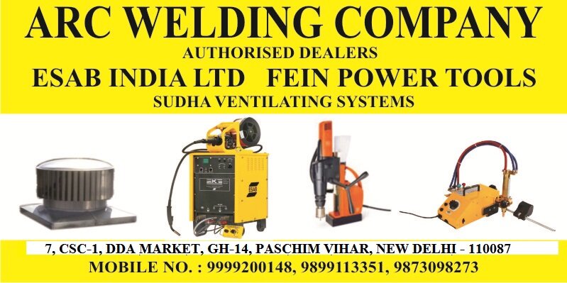 Arc Welding Company, established in 2002 are authorized distributors for ESAB INDIA LTD, SUDHA  VENTILATING SYSTEMS, FEIN POWER TOOLS and BDS machines.