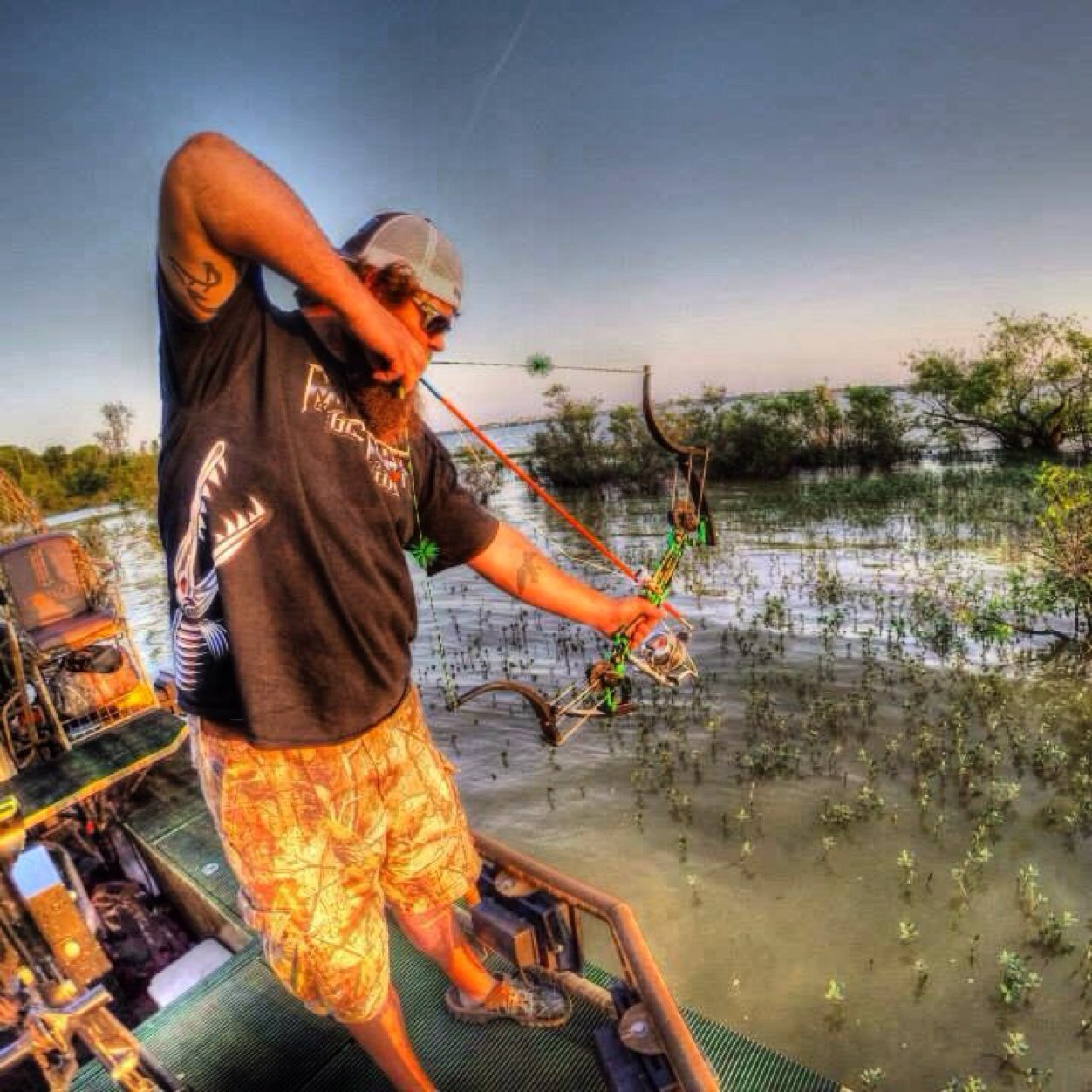 September through May I travel the country hunting. February through September shooting bowfishing tournaments. Raising Whitetail deer is my hobby.
