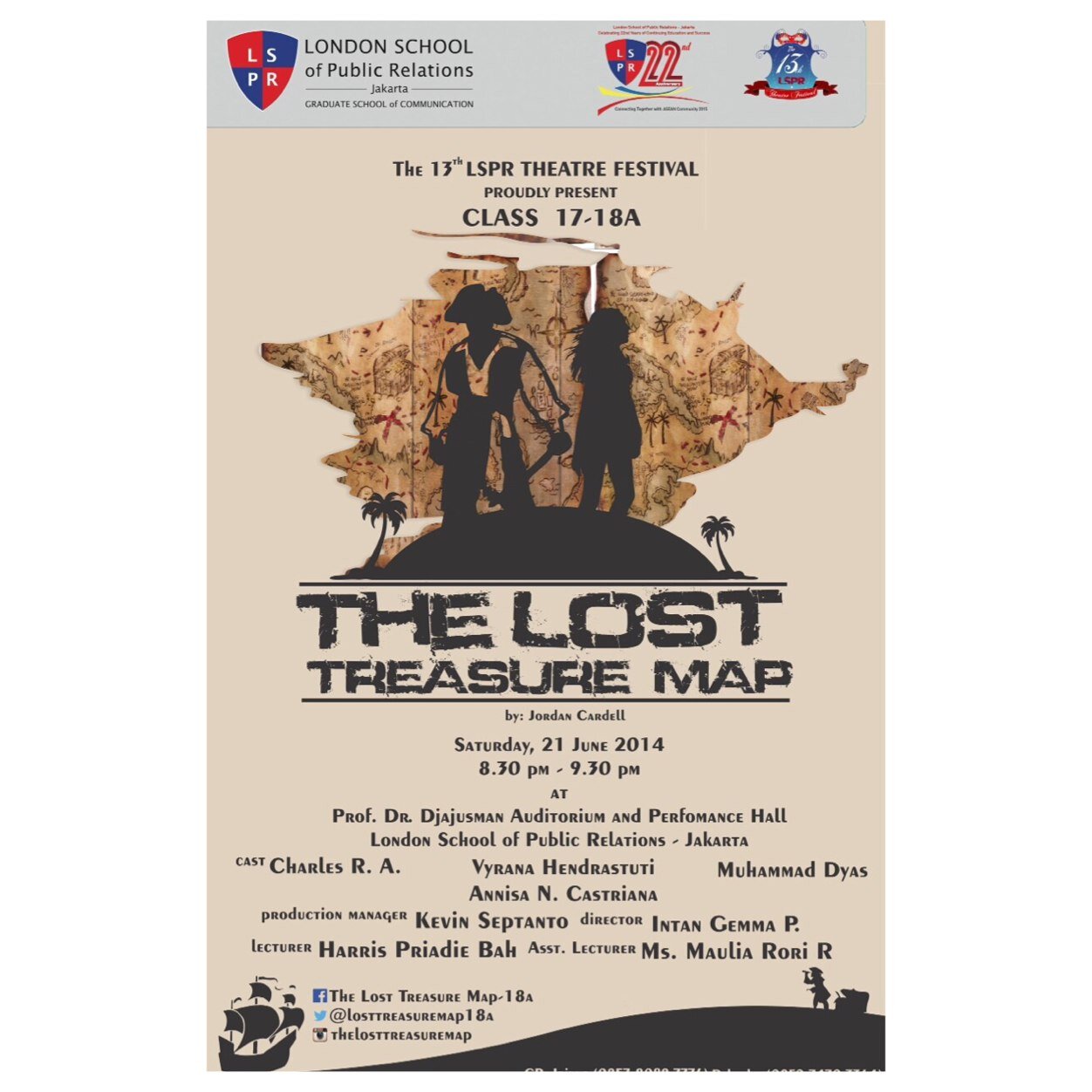 losttreasure18a's profile picture. LSPR 17-18A proudly presents The Lost Treasure Map. We'll carry you to the amazing adventure in finding the lost treasure| On June 21 2014|8.30PM|LSPR Jakarta