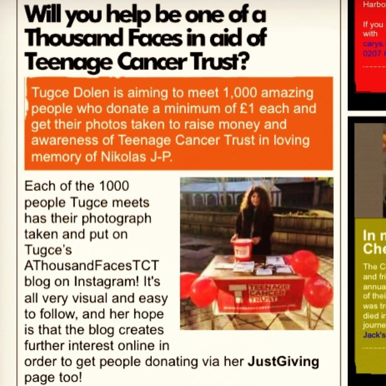 My aim is to meet 1,000 people who donate £1 each. Visit my tumblr to see the faces! http://t.co/6YlkXlaKiw AThousansFacesTCT@gmail.com