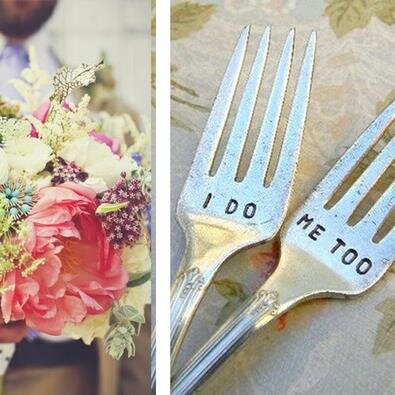 I Do Me Too Wedding Forks, Mr & Mrs Wedding forks, custom stamped vintage silverplate flatware.