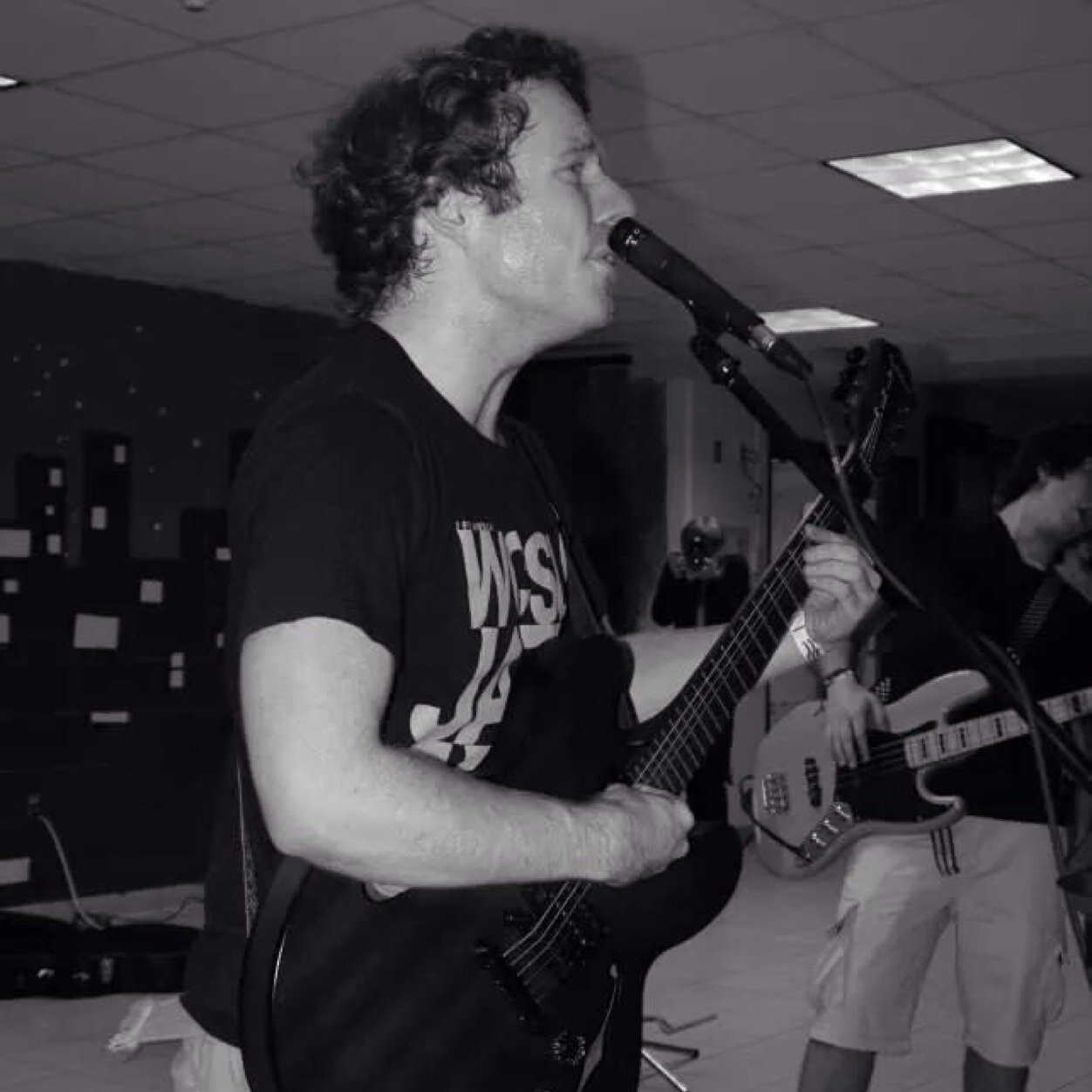 Probably practicing.