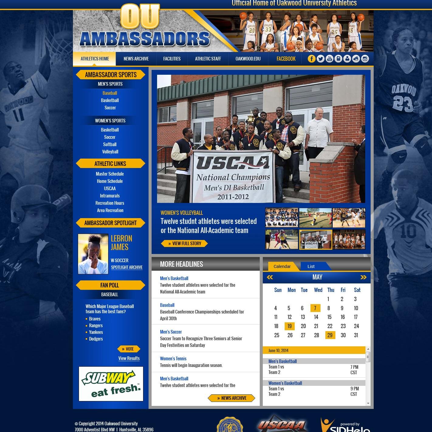 Official Page of  Oakwood University Athletic Department! Go OU Ambassadors! I Bleed Blue and Gold!