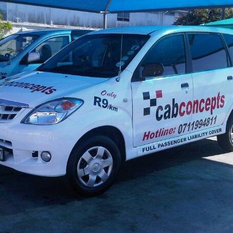 CabConcepts is a rapid reliable meter taxi service which operates 24hrs and in all areas of the western cape. we operate on R9km call us 0861367829 pin:2742AEE9