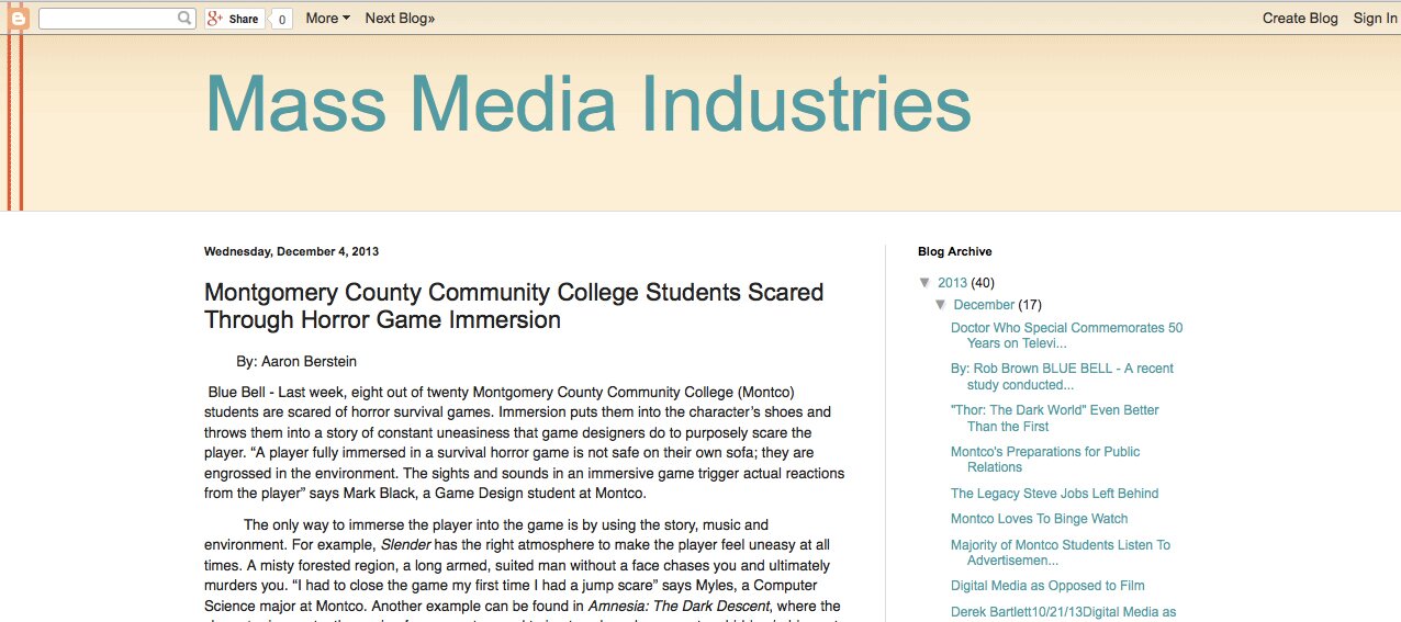 Montco's Mass Media Industries Blog OFFICIAL Twitter feed!