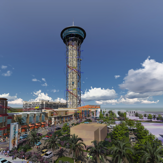 Multi-million dollar entertainment complex in Orlando with Skyscraper, World's Tallest Vertical Roller Coaster.