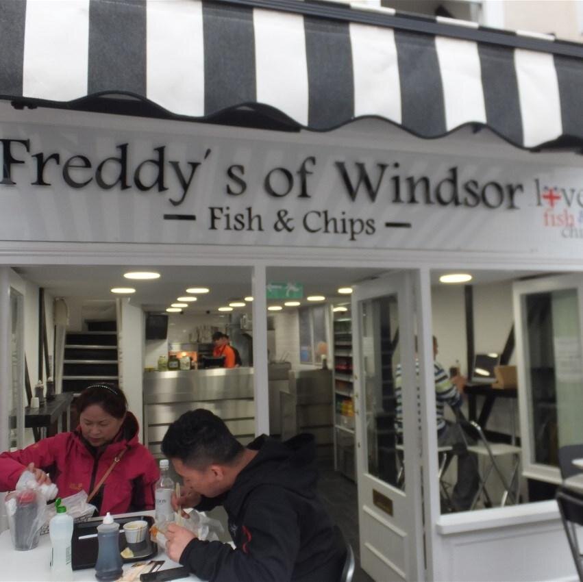 Freddy's of Windsor Fish & Chips, yards from Windsor Castle, England. We sell the finest British Fish & Chips.

Visit us at 48 High Street, Windsor, SL4 1LR.