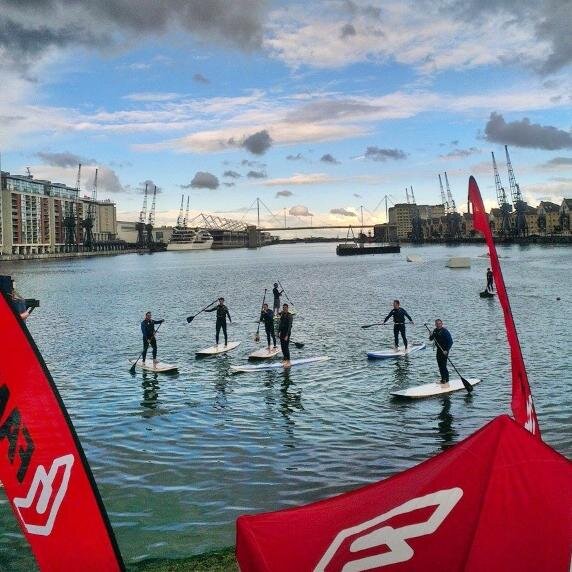 Stand Up Paddleboarding in London's historic Royal Victoria Dock
