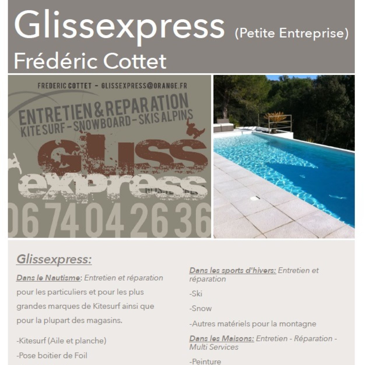 glissexpress's profile picture. Fort de ses 30 ans d'expérience dans le nautisme GLISSEXPRESS vous offre une réelle qualité dans la réparation et l'entretien de matériel N A U T I Q U E.