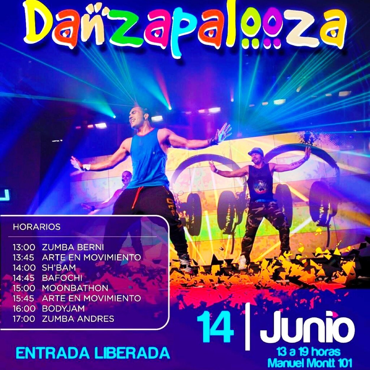 DanzaPalooza 6hr de puro baile!14 de Junio #Zumba #SHBAM #BODYJAM #Bafochi #Moombahton Lugar: @JuvProvidencia Nueva Providencia c/ Manuel Montt Est. M.Montt.