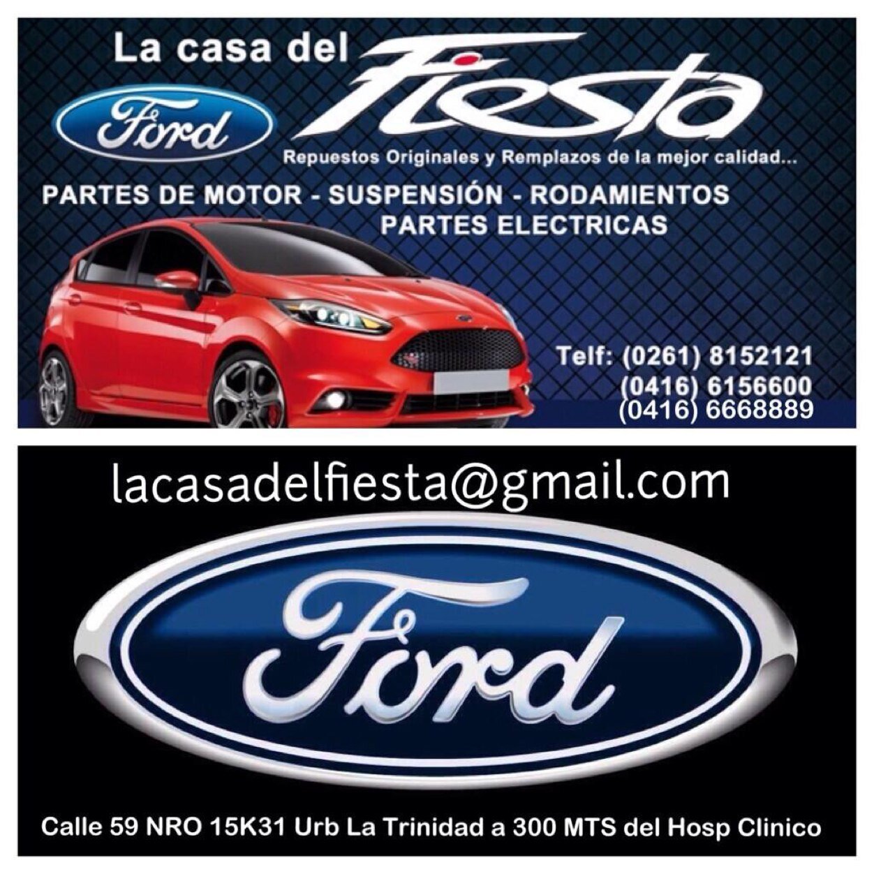 Repuestos Originales FORD y de reemplazo (envios a nivel nacional) intagram/FBOOK lacasadelfiesta. Contactos +582618152121