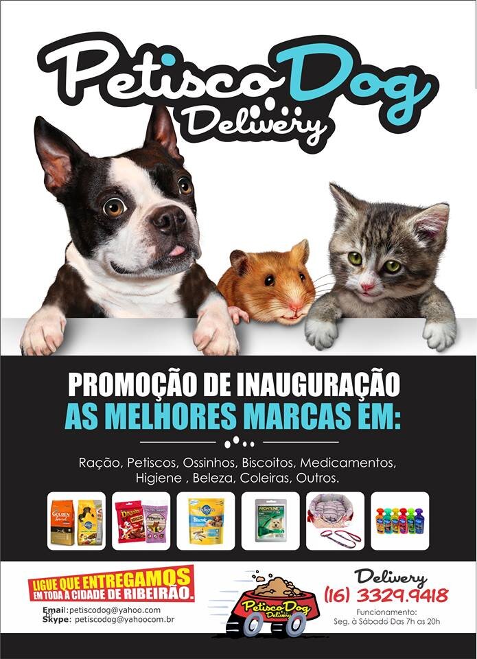 Petisco Dog Delivery, a única Pet Shop Delivery aberta 24 hrs.
Trabalhamos com as melhores marcas.
Confiram..