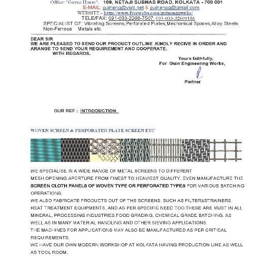 MFG  FILTER&STRAINER. 
WOVEN WIRE MESH/FENCING/GRATING /VALVE SPARES 
 SCREEN PANEL&FILTER CLOTH/SIEVE 
MESH BELT CHAIN
 PRECISION SPARE PARTS/COMPONENT