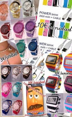 Tenemos relojes,gafas,pulseras,collares,cargadores de batería para móviles..¿Tiene alguna duda?¡No dudes en preguntarnos!¿A qué esperas?
