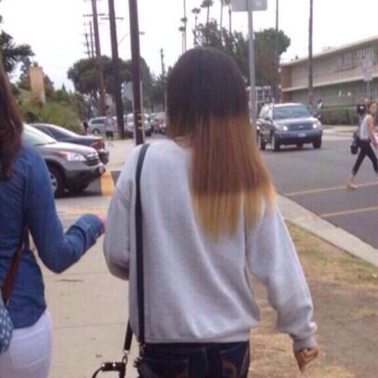 The girl on the picture thoe girls at my school be like ombre hair