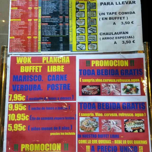 wok xiao buffet libre en av peris y valero 158 valencia.promocion.toda bebida gratis.come lo que quiera.bebe lo que quiera。reserva a tel 675523006