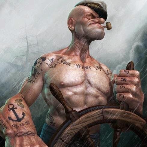 I'm Popeye the Sailor Man!
I'm strong to the Finich..
'Cause I eats me spinach!!