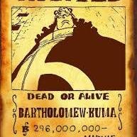 Bartholomew Kuma.Ciborg creado por Vegapunk, con Nikyu Nikyu no mi. Siempre con mi biblia, revolucionario y ojo, 296 millones de berris. #PruebaSFOP