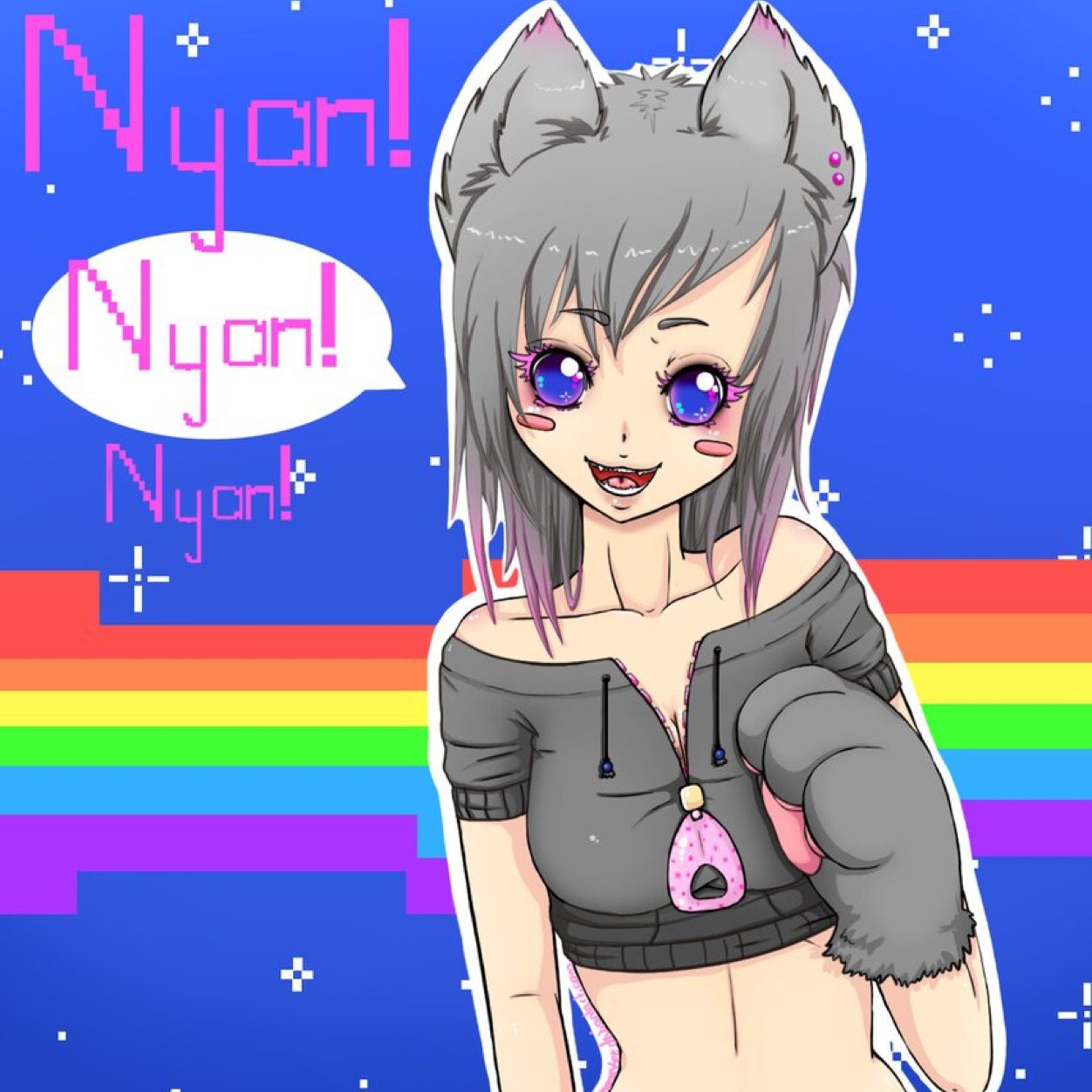 Im nyan girl nyan nyan nyan i love cnady pop tarts and more.im very nice shy girl.im 8 and love fly around space.it fun and i can shoot rianbows out me.