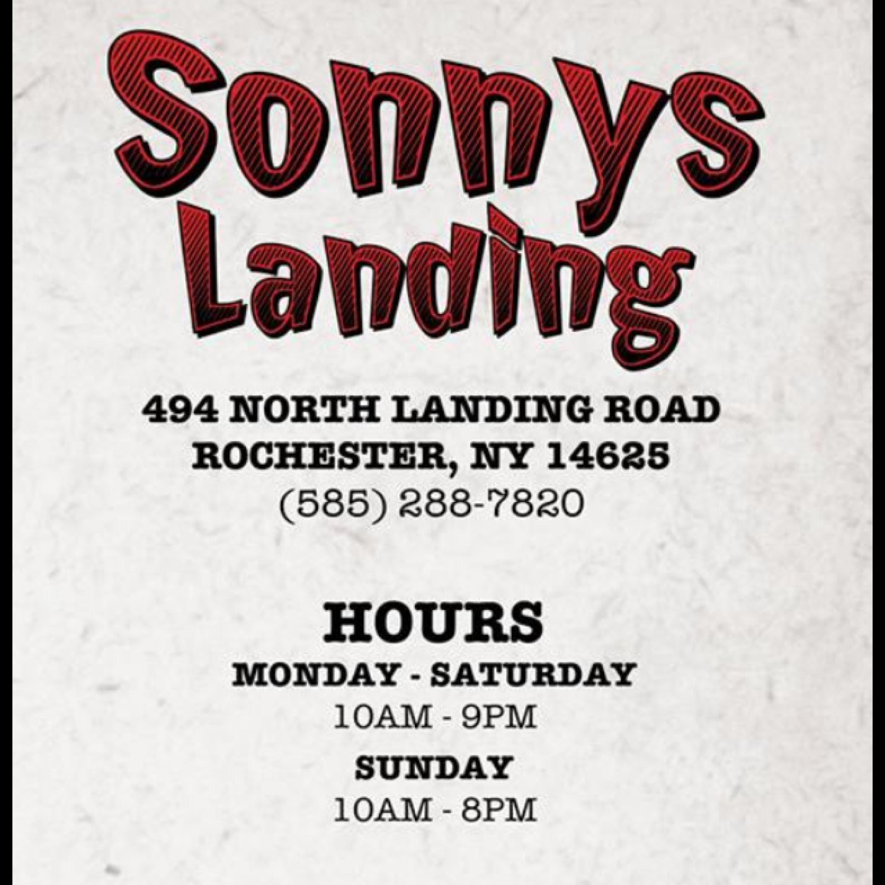 Pizza, Wings, Subs, Burgers, Hots, Ice Cream, Beer, HUGE Disc Golf Selection. Open 10am-8pm, 7 days a week. 585-288-7820