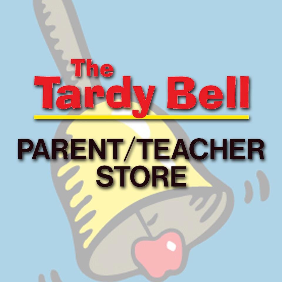 The Tardy Bell a Parent / Teacher store. We are open Monday- Friday 10 to 5:30 and Saturday 10 to 4.