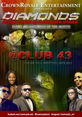 D.I.A.M.O.N.D.S*SAT 21ST JUN*CLUB 43 SW2 2TJ #‎3RDSATURDAYEVERYMONTHDIAMONDS  Promotions,Parties,Afro-beats Specialists.