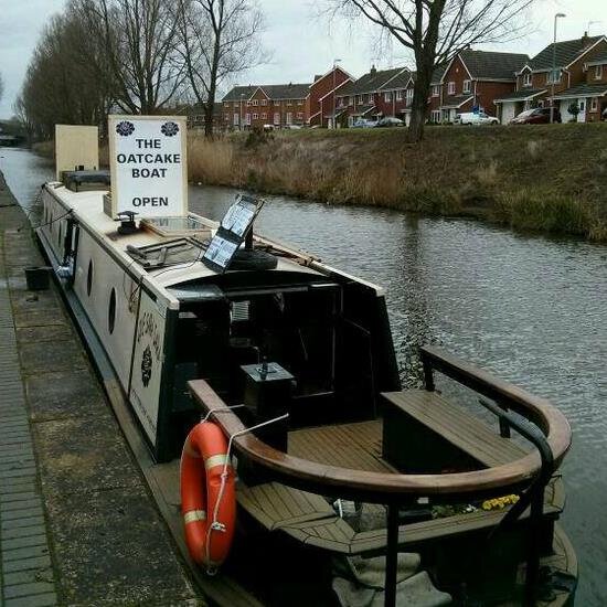 live and work from the boat serving cheesey oatcakes out the sidehatch