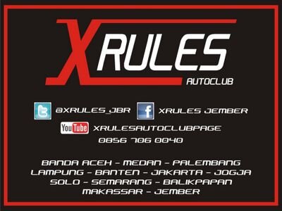 XRULES_JBR's profile picture. We are the 12th chapter of @xrules_autoclub. •Instagram: @xrules_jember •FB: Xrules Jember •Line: xrules_jember  •Gathering, Social, Modiffication. come&join us
