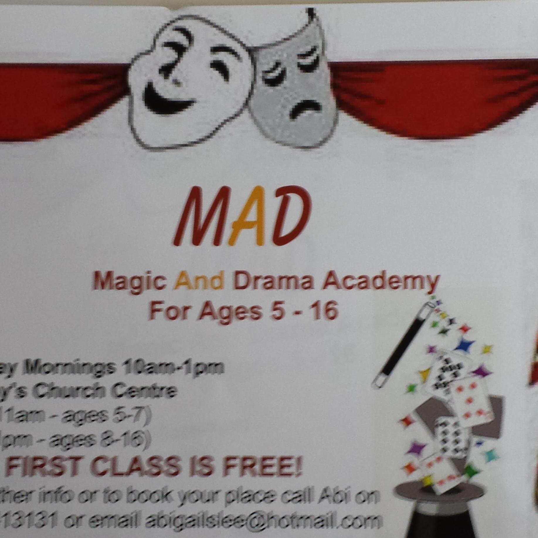 Magic & Drama Academy for Ages 5-16 held every Saturday morning during Term Time.