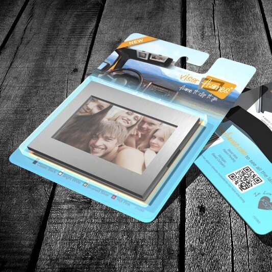 It’s finally here: A picture frame for your car. Display photos of your family, friends and pets while on the go!