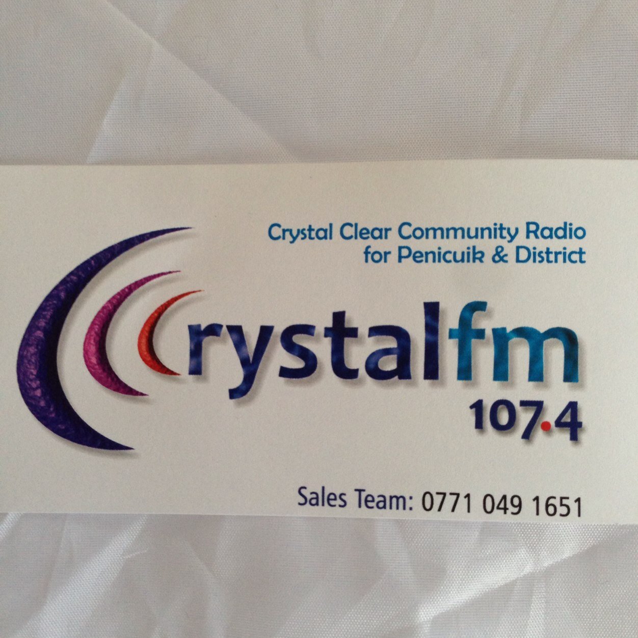 Weekend Breakfast presenter on Crystal FM the Community Radio Station for Penicuik. & SW Midlothian.