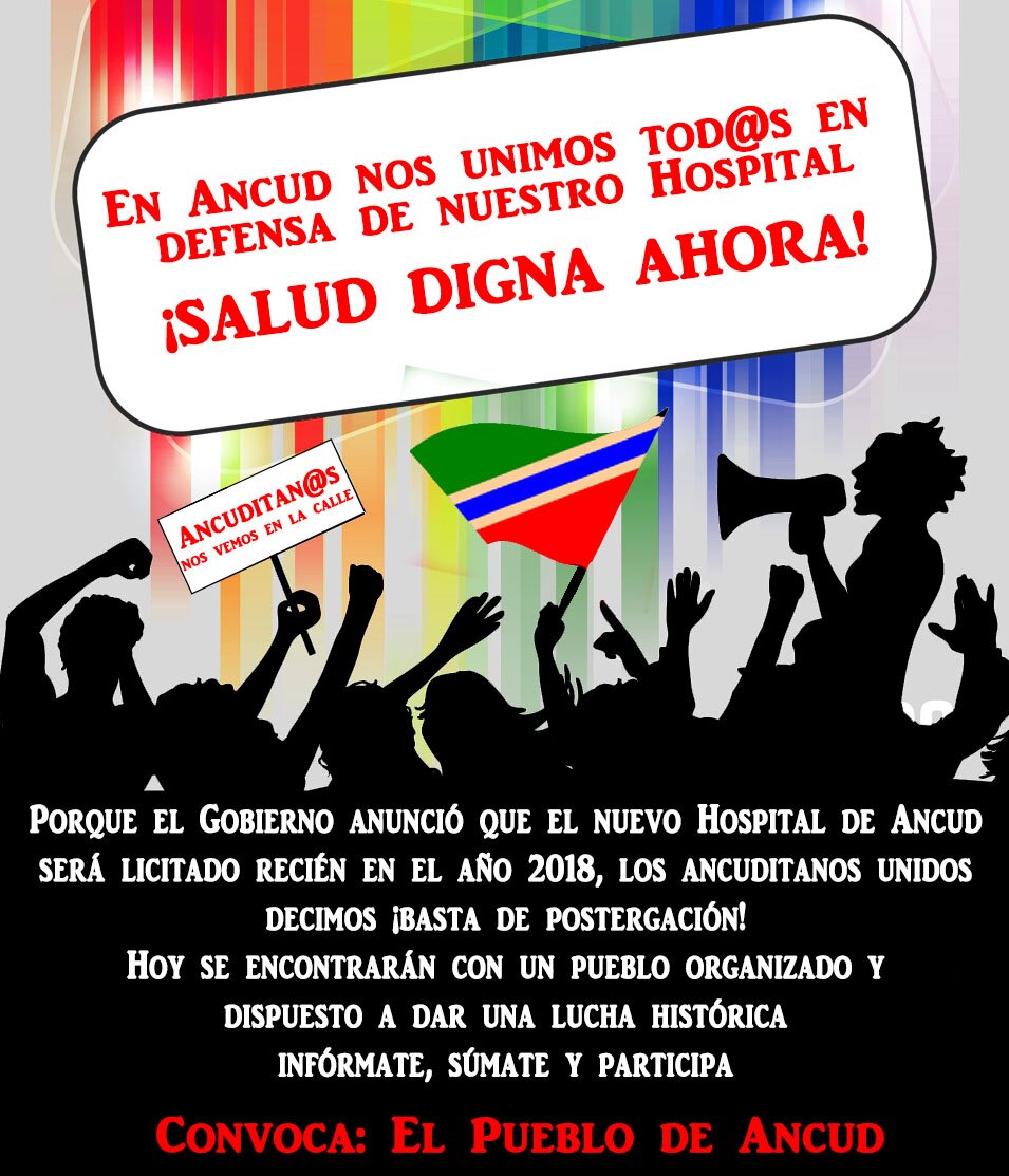 Porque el Gobierno anunció que el nuevo Hospital de #Ancud
será licitado recién en el año 2018, los ancuditanos unidos
decimos ¡basta de postergación!