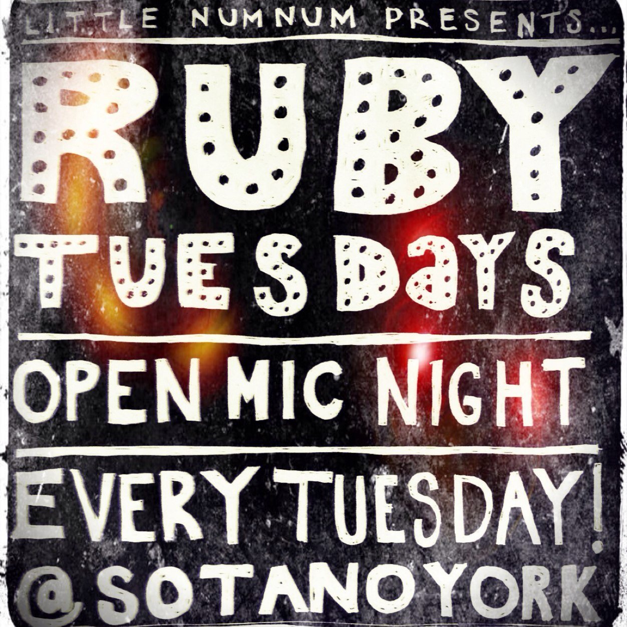 Tuesday night open mic night. Free entry, all welcome, great atmosphere, tapas & drinks promotions 9pm til late.