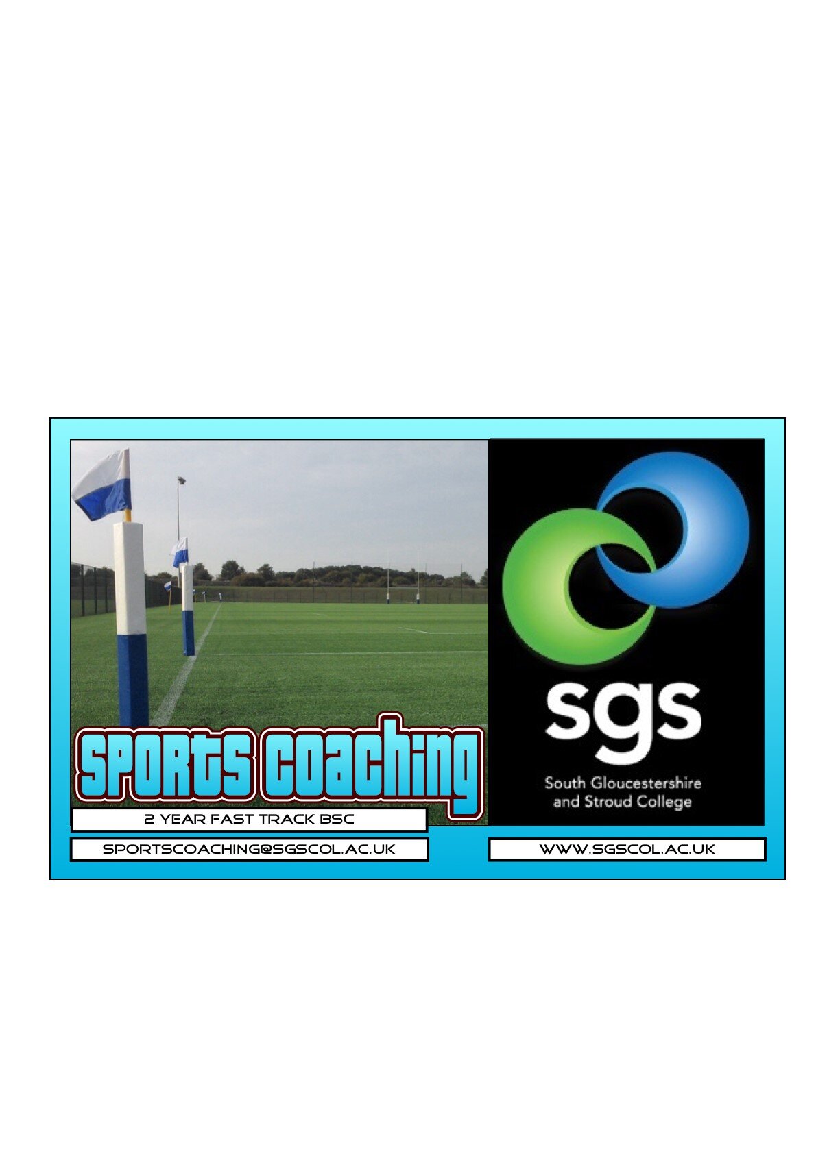 SGSSportsCoach's profile picture. 2 year Fast Track BSc in Sports Coaching delivered at SGS College, Bristol