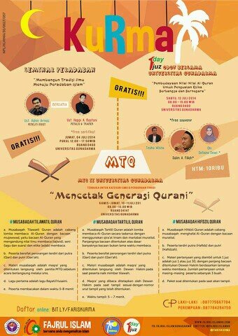 Fajrul Islam kegiatan KURMA 1435 H (Karunia Ukhuwah Ramadhan Penuh Hikmah) | CP : Ikhwan 0877-7566-7704 & Akhwat 0877-8429-4750 | @fajrulislamug