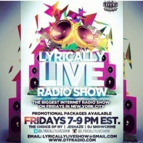 Fridays 7p-9p on @Dtfradio .com Follow our #IG #Lyricallyliveshow -- Lyricallyliveshow@gmail.com WE SUPPORT ALL INDIE MOVEMENTS!