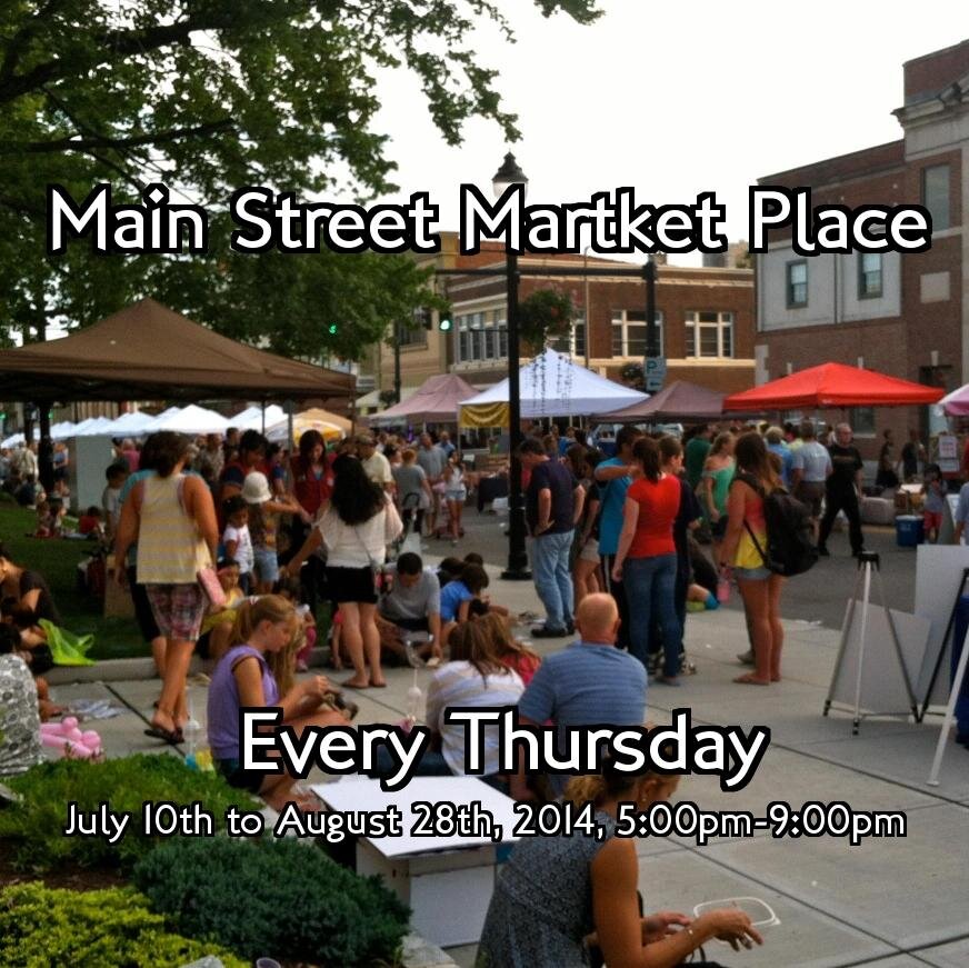 Come down to Main St every Thursday July 10th - August 28th for Main Street Market Place. A Time for friends, food and community.