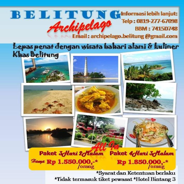 Menawarkan Paket Wisata Ke Belitung dari paket backpacker hingga paket bintang 4. Informasi lebih lanjut dapat PM