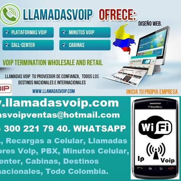 CREA TU EMPRESA, Recargas a Celular, Lamadas en Internet, Servidores Volp, PBX, Minutos Celular, Destinos Nacionales e Internacionales, Todo Colombia.