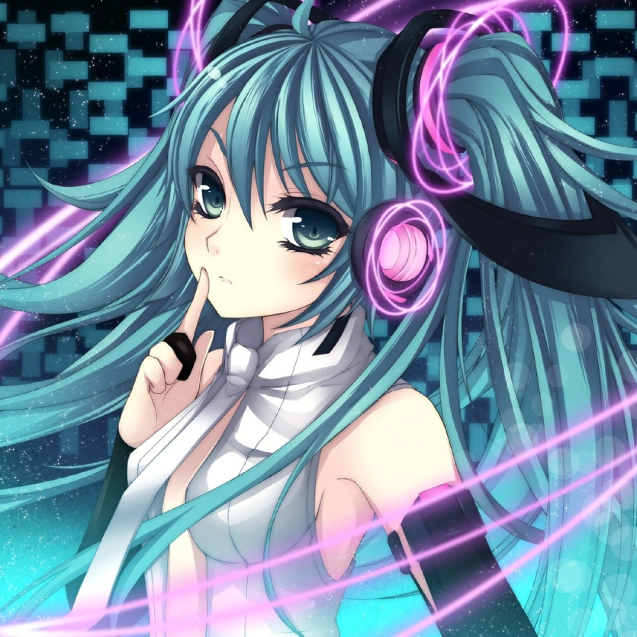 I'm Miku, Hatsune Miku! I love leek and I'm a Vocaloid. You don't have leek? Then go over there. I also love to sing! #Vocaloid #Music #Leek And where is Len?
