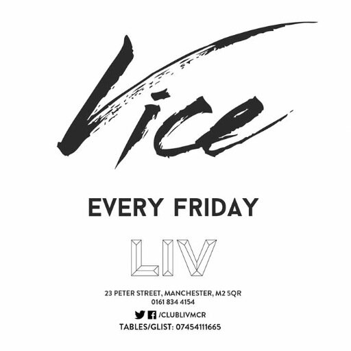 EVERY FRIDAY AT CLUB LIV 23 Peter St Manchester £3 SHOTS £4 DOUBLES £5 COCKTAILS 07454111665 for GUESTLIST | TABLES