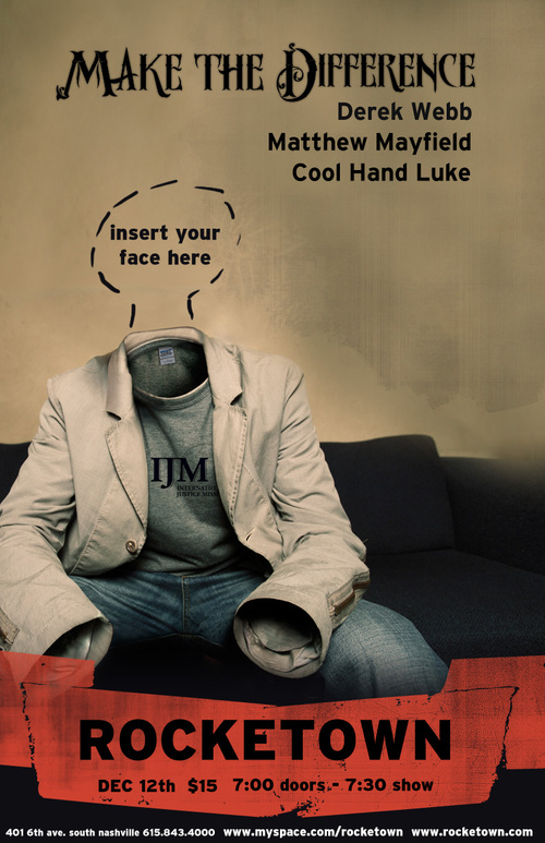 makethediff's profile picture. Live music from Derek Webb, Matthew Mayfield, Cool Hand Luke