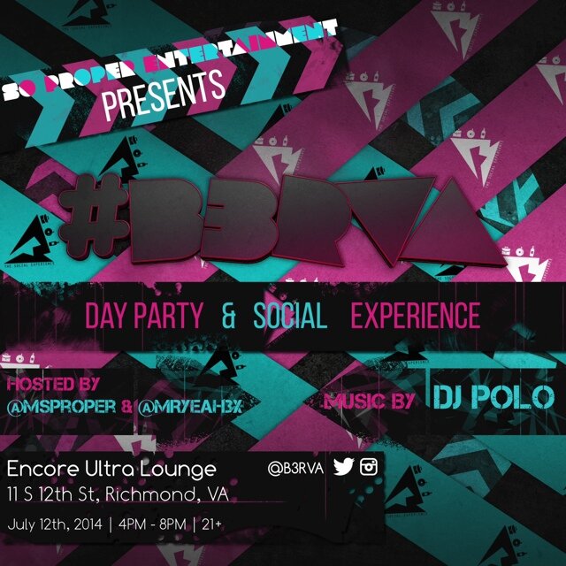 A day party/networking event featuring live entertainment every month at Encore Ultra Lounge. B3SocialExperience@gmail.com NEXT EVENT: 7.12.14